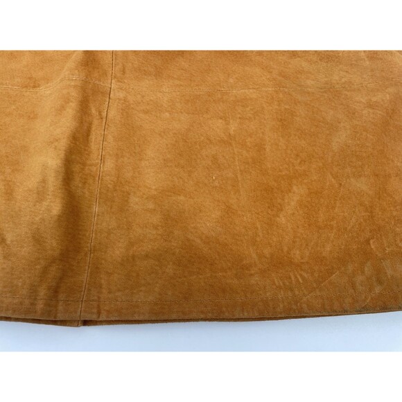 VTG 90s Suede Retro Boho Coachella Indie Knee Length Pencil Staple Chic Skirt 24 - Picture 9 of 12